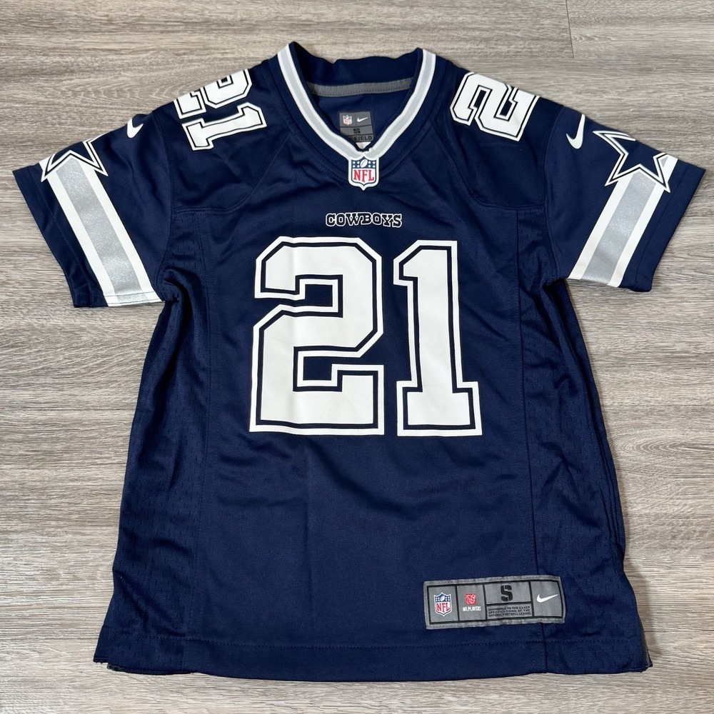 Nike On Field Dallas Cowboys Jersey Kids Small 8 Blue Number 21 Ezekiel Elliott
